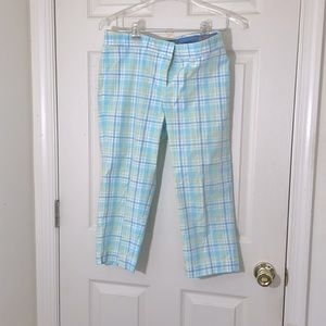 Talbots Green & Blue Summer Plaid Pant Size 8p